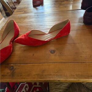 red pointed toe ballet flat